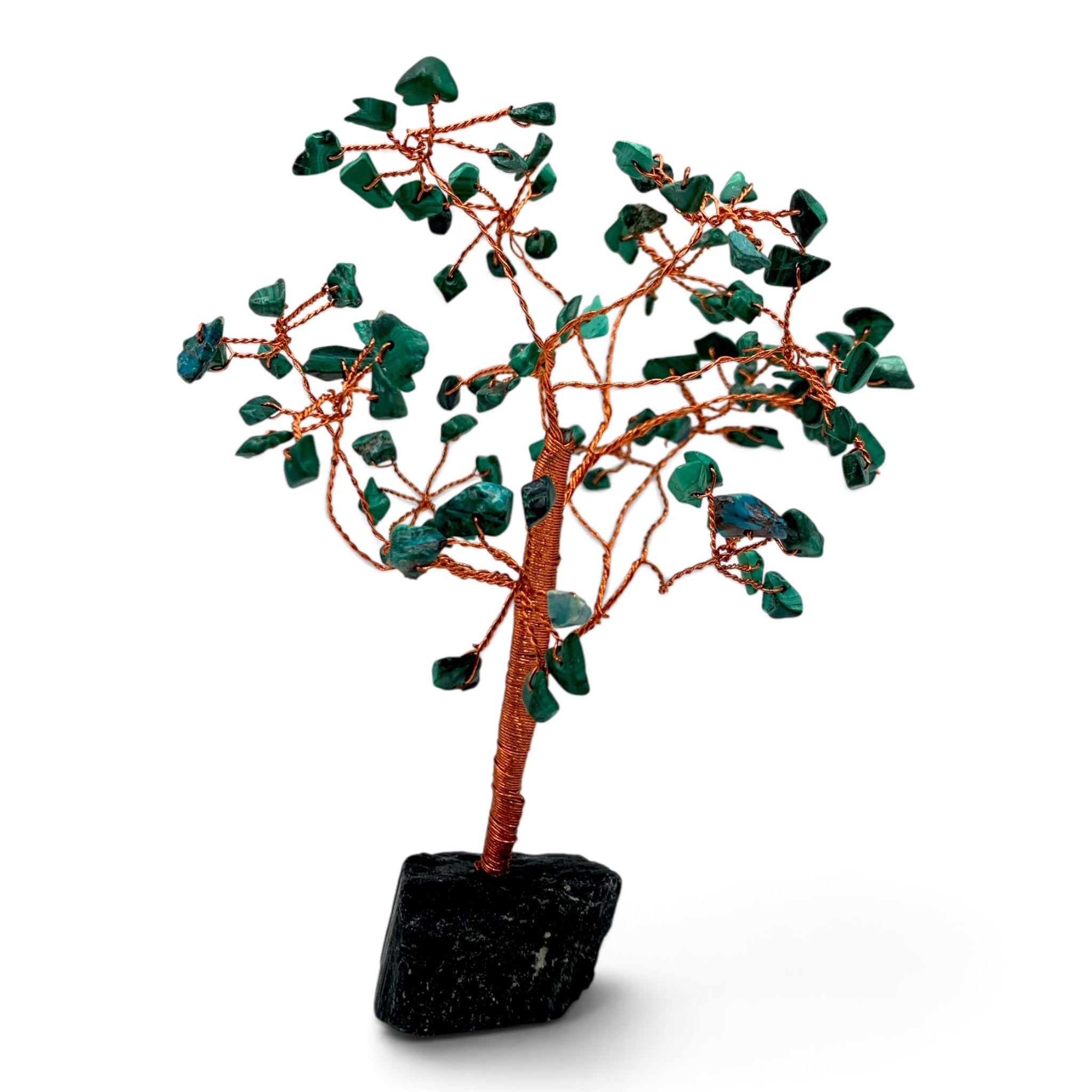 Gemstone Tree - Malachite with Black Tourmaline Base $50